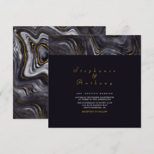 Invitación Elegante Boda Gris Oro Agate Patrón de Mármol