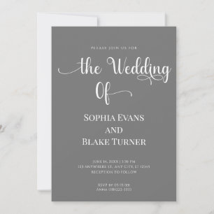 Invitación Elegante Boda gris y blanco Minimalista