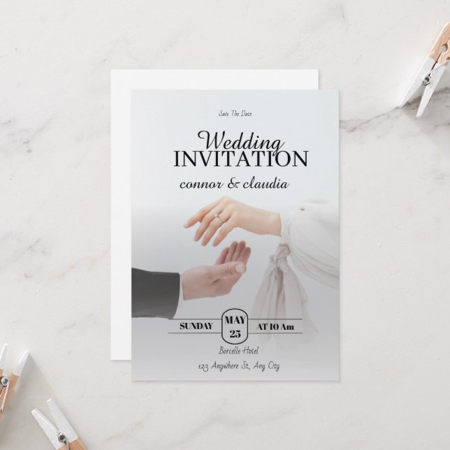 Invitación Elegante boda guardar la fecha (Anverso/Reverso In Situ)