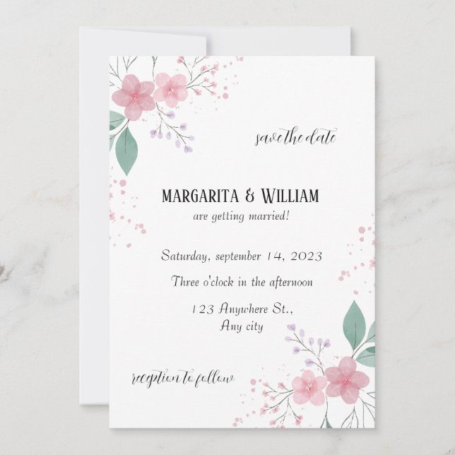 Invitación Elegante boda guardar la fecha (Anverso)
