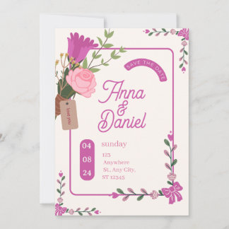 Invitación Elegante boda guardar la fecha