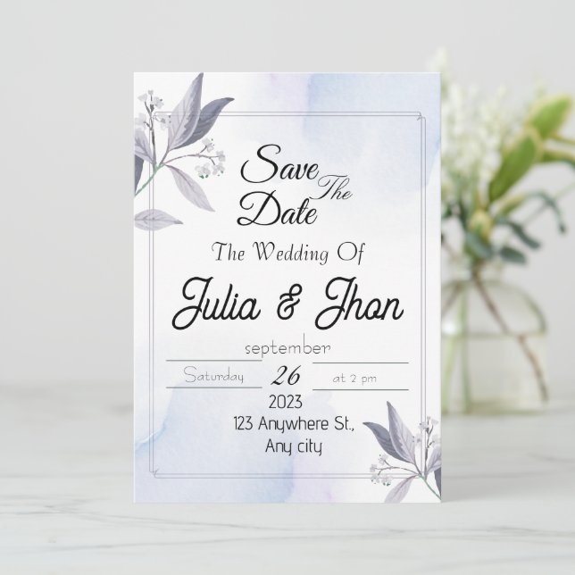 Invitación Elegante boda guardar la fecha (Anverso de pie)