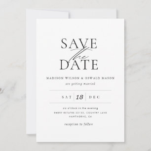 Invitación Elegante Boda Guardar la Fecha Clásico