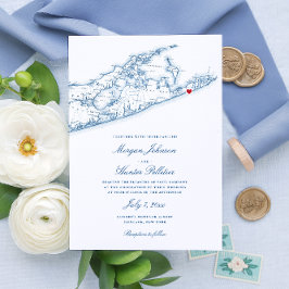 Invitación Elegante Boda Hamptons Montauk