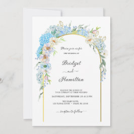 Invitación Elegante Boda Hidrangea de Flores Azules