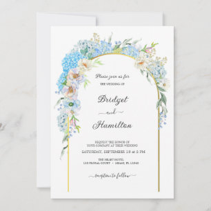 Invitación Elegante Boda Hidrangea de Flores Azules
