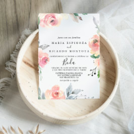 Invitación Elegante Boda hispano floral de Rubor rosa