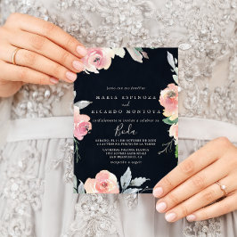 Invitación Elegante Boda hispano floral rosa de Rubor Invitat
