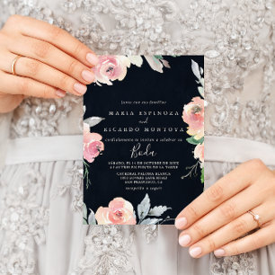Invitación Elegante Boda hispano floral rosa de Rubor Invitat