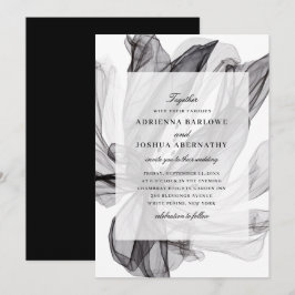 Invitación Elegante Boda humeante floral negro y blanco