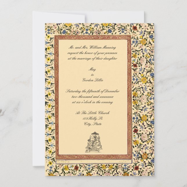 Invitación Elegante Boda indio de flores (Anverso)