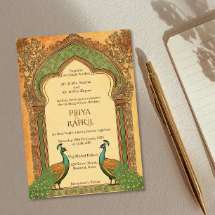 Invitación Elegante Boda indio de oro de lujo