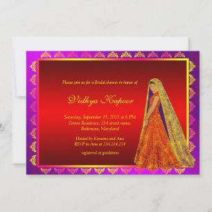 Invitación Elegante Boda indio invitado a ducha de novia Dama
