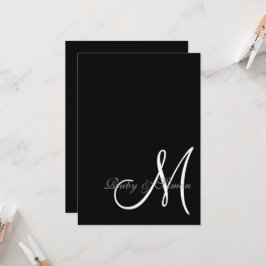 Invitación Elegante Boda Inicial Blanco Negro 