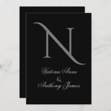 Elegante Boda inicial del Monograma Negro