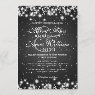 Invitación Elegante Boda Invernal Sparkle Negro