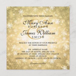 Invitación Elegante Boda Invierno Maravilla Sparkle Gold