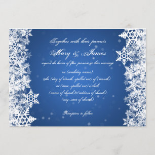 Invitación Elegante Boda Invierno Snowflakes Blue Sapphire