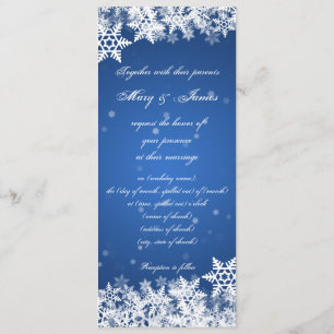 Invitación Elegante Boda Invierno Snowflakes Blue Sapphire