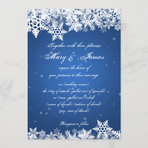 Invitación Elegante Boda Invierno Snowflakes Blue Sapphire