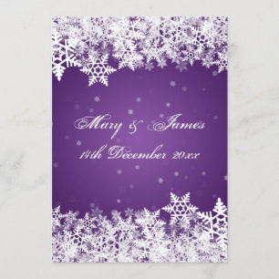 Invitación Elegante Boda Invierno Snowflakes Purple