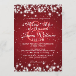 Invitación Elegante Boda Invierno Sparkle Red