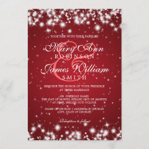 Invitación Elegante Boda Invierno Sparkle Red