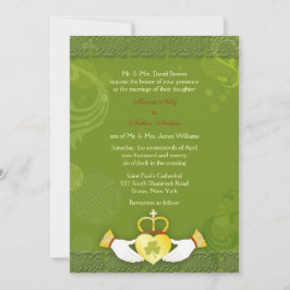 Invitación Elegante Boda irlandés Rústico Verde y Oro