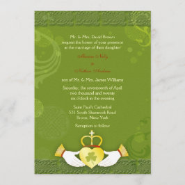 Invitación Elegante Boda irlandés Rústico Verde y Oro