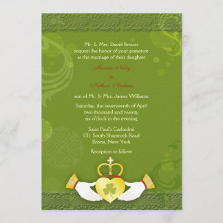 Invitación Elegante Boda irlandés Rústico Verde y Oro