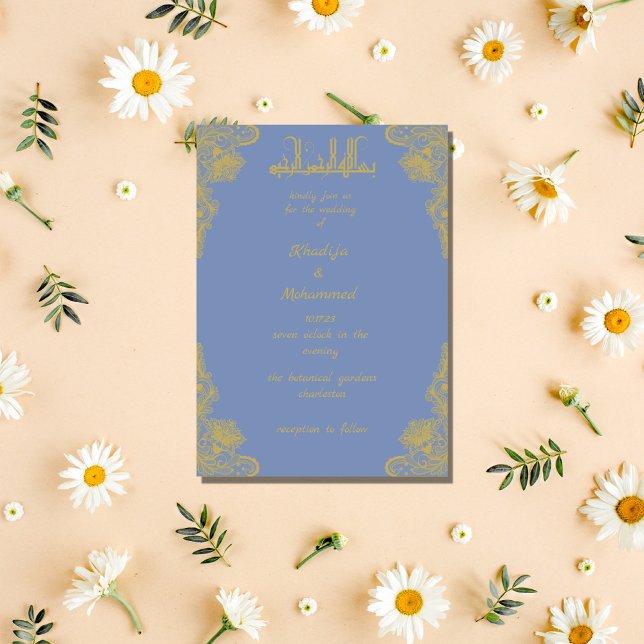 Invitación ELEGANTE BODA ISLÁMICO azul polvoriento Invitati (Subido por el creador)