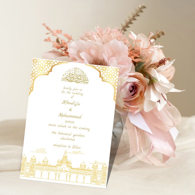 Invitación ELEGANTE BODA ISLÁMICO blanco (Subido por el creador)