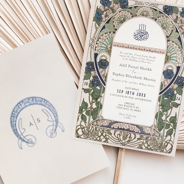 Invitación Elegante Boda islámico de la Marina Sapphire Cream (Subido por el creador)