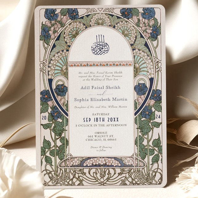 Invitación Elegante Boda islámico de la Marina Sapphire Cream (Subido por el creador)