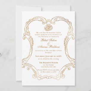 Invitación Elegante Boda islámico de marco dorado vintage