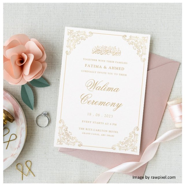 Invitación Elegante Boda islámico de oro de Walima (Subido por el creador)