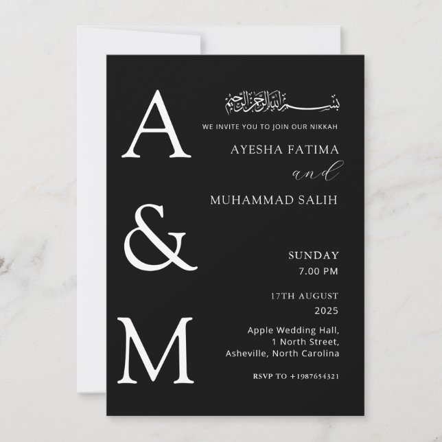 Invitación Elegante Boda islámico moderno Minimalista Nikkah (Anverso)