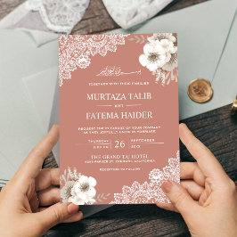 Invitación Elegante Boda islámico musulmán de color rosa flor
