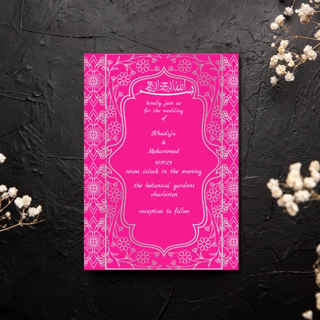 Invitación ELEGANTE BODA ISLÁMICO rosa y blanco (Subido por el creador)