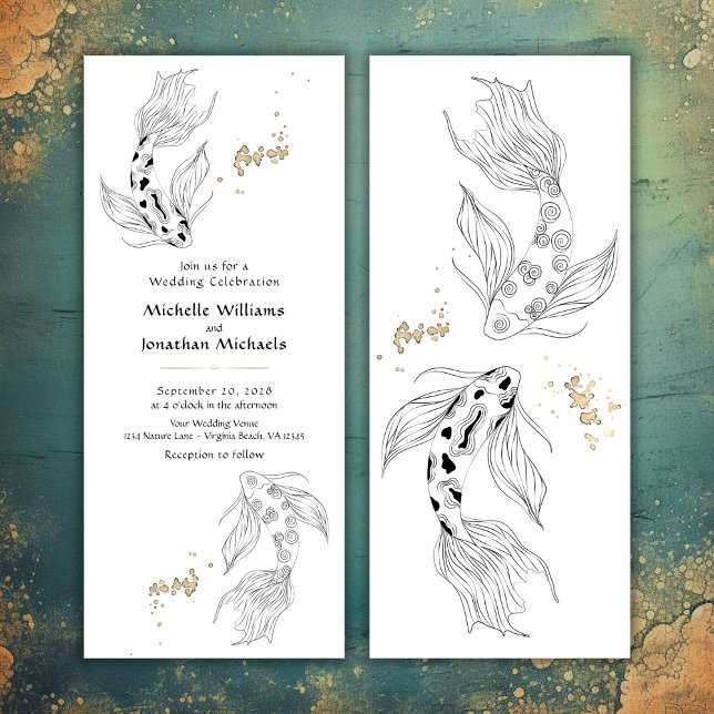 Invitación Elegante Boda japonés de pescado Koi (Elegant Japanese Koi Fish Wedding Invitation)