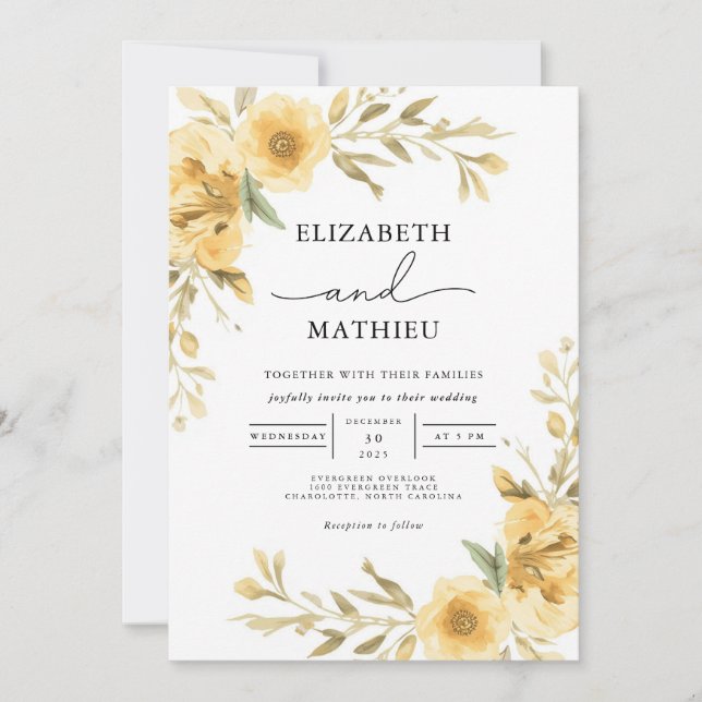 Invitación Elegante Boda Jardín Botánico Amargo (Anverso)