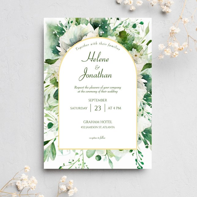 Invitación Elegante Boda Jardín Botánico Floral (Elegant Botanical Floral Garden Wedding Invitation)