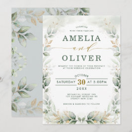 Invitación Elegante Boda Jardín de Oro de Verdor Botánico