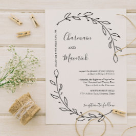 Invitación Elegante Boda Laurel Wreath