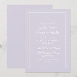 Invitación Elegante Boda Lavanda Púrpura Blanco
