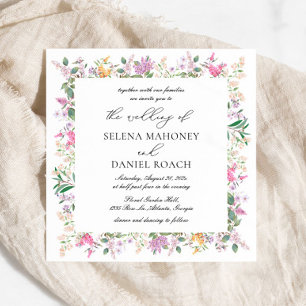Invitación Elegante Boda Lavender Purple Wildflowers
