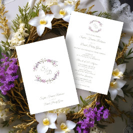 Invitación Elegante Boda Lilac Floral Garland