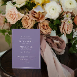 Invitación Elegante Boda Lilac Lavender Classic Script
