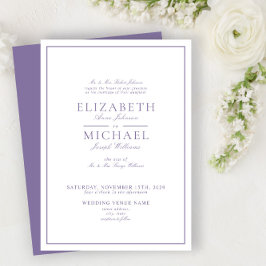 Invitación Elegante Boda Lilac Lavender Classic Script