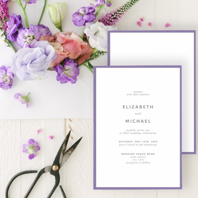 Invitación Elegante Boda Lilac Lavender y Tipografía Blanca (Subido por el creador)